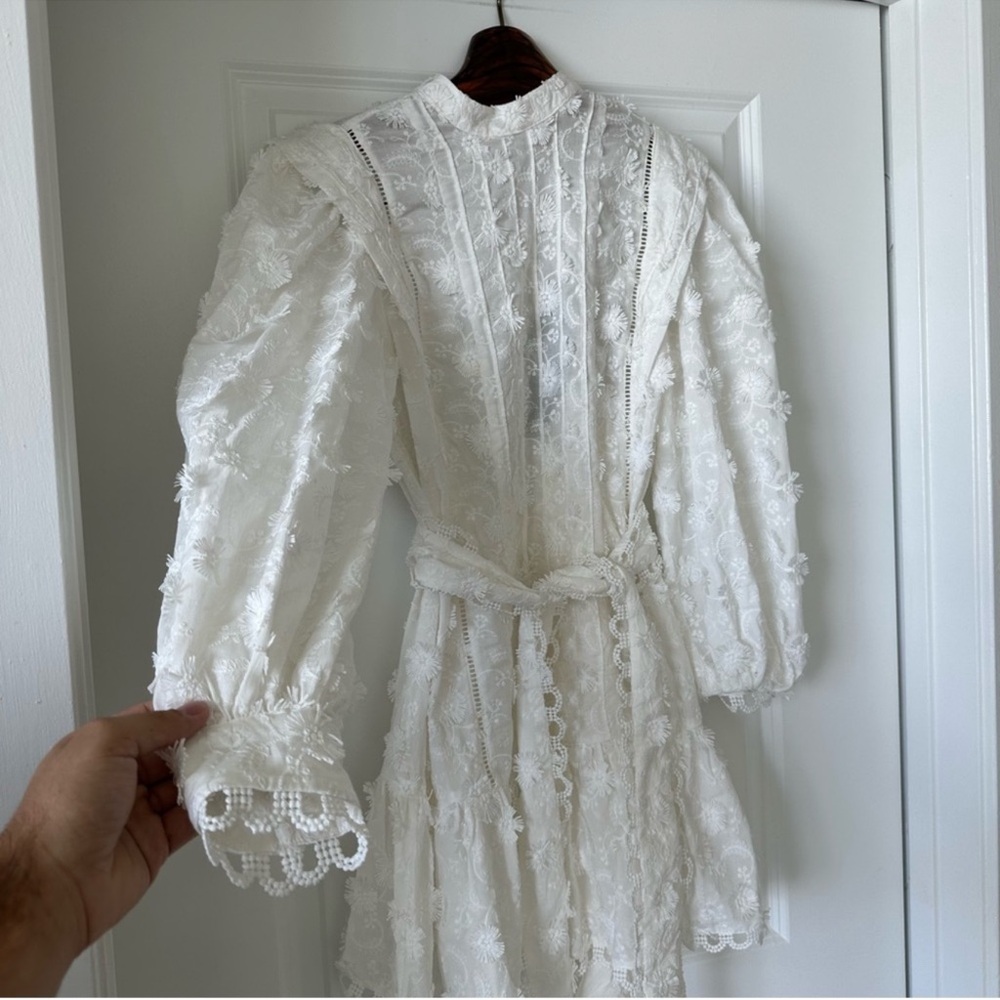 Farm Rio Off-White 3d Flower Pleated Mini Dress - Picture 2 of 13